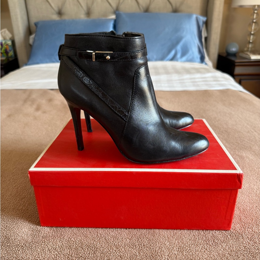 Coach Black Leather Ankle Boots